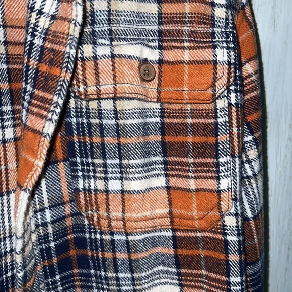 Orange and navy thick flannel shirt - small - Picture 3 of 3